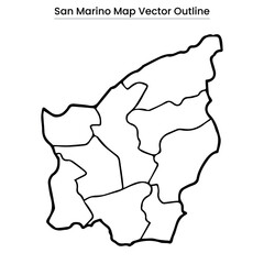 San Marino Map Vector Outline Editable Country Silhouette with Municipal Borders
