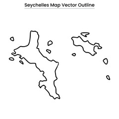 Seychelles Map Vector Outline Editable Country Silhouette with District Borders