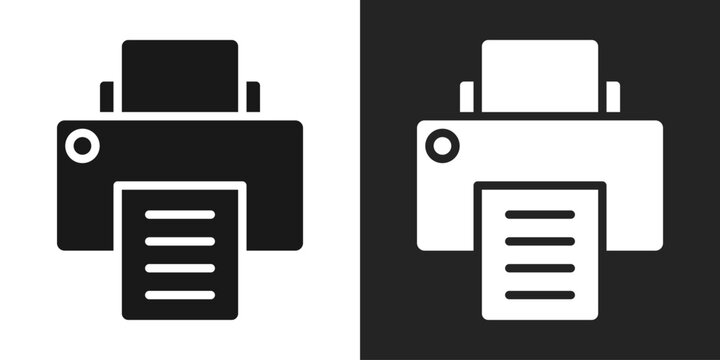 Printer Icon In Black And White Glyph Style