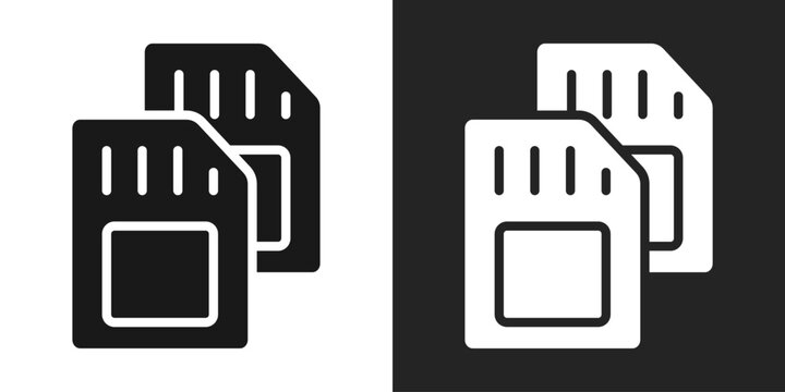 Sim Cards Icon In Black And White Glyph Style