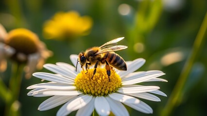 Honeybee on Daisy - A Close-Up of Natures Pollinator.