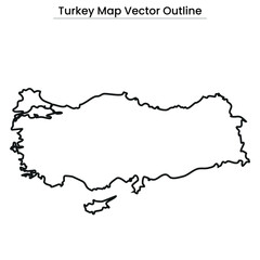 Turkey Map Vector Outline Editable Country Silhouette with Regional Borders