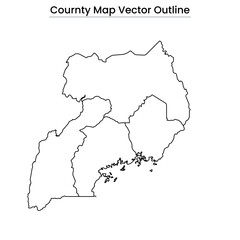 Uganda Map Vector Outline Editable Country Silhouette with Regional Borders