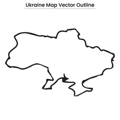 Ukraine Map Vector Outline Editable Country Silhouette with Regional Borders