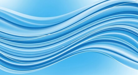 Abstract blue waves flow across a bright background graphic