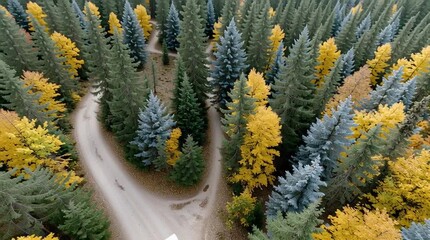 Traveling through vibrant forests in an RV during autumn, enjoying the beauty of fallen leaves and peaceful surroundings