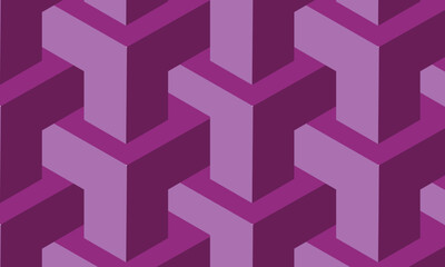 Seamless isometric geometric purple 3d pattern abstract background