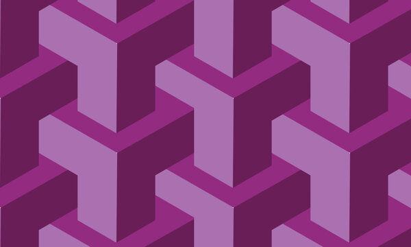 Seamless isometric geometric purple 3d pattern abstract background
