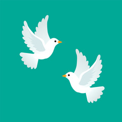 a pair of doves on a turquoise background