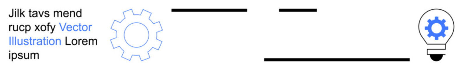 Innovation, workflow management, idea generation, business process, teamwork, and problem-solving. A gear linked to a light bulb by lines. Innovation and workflow management concept