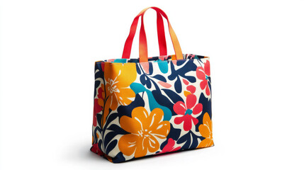 Decorative tote bag isolated on white