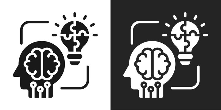 Heuristics Icon In Black And White Glyph Style