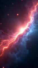 Fototapeta premium Radiant Interstellar Energy Veil with Red and Blue Plasma Flow in Deep Space