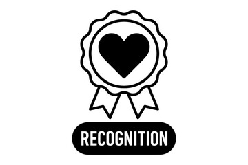 Recognition award badge icon with heart symbol for love and appreciation