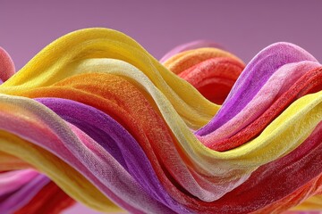 Close-up of colorful ribbons flowing in the wind in vibrant abstract art
