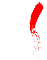 Red ink brush stroke isolated on white background.