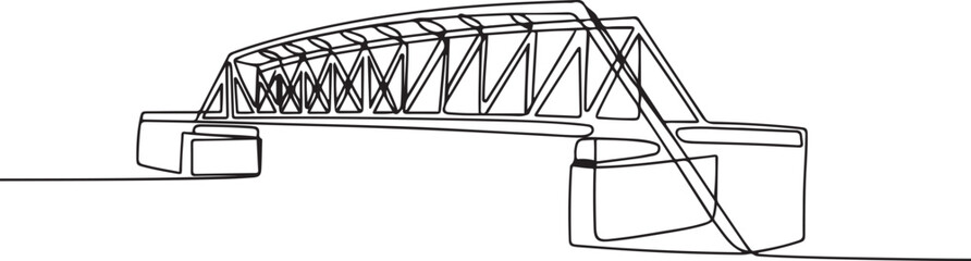 continuous line art drawing of iron bridge. one line Icon drawing