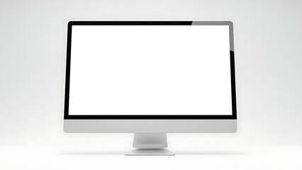 Fototapeta premium Modern desktop computer with blank white screen for mockup use
