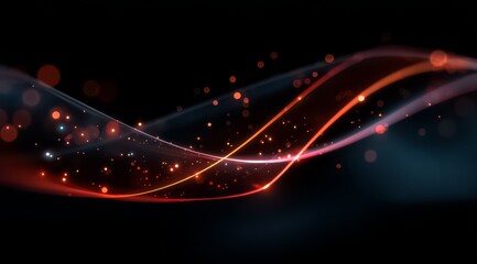 Black and red wave with a lot of sparkles. The wave is very long and it looks like it is moving