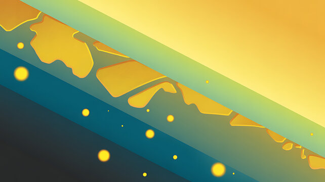 Abstract yellow and blue gradient geometric shapes with floating circles background