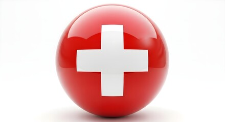 Obraz premium 3D Switzerland Flag Glossy Ball Spherical Design