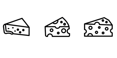 cheese outline or line icon design bundle.