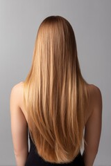 Naklejka premium Blonde caucasian young female with long straight hair rear view