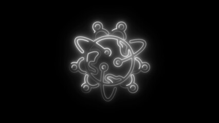 Glowing White Globe with Network Connections Icon on Black Background earth world
