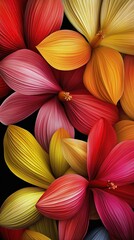 Abstract colorful flower petals background for mobile wallpaper design, vibrant artistic pattern with natural elements.