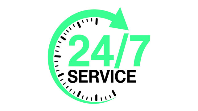 Need Service Anytime? 24/7 Green Clock Design Promotes Round-the-Clock Availability for Your Business, Offering Support and Solutions Instantly