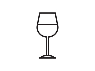 Wine glass icon 2D vector line art design in modern clean minimalist style illustration