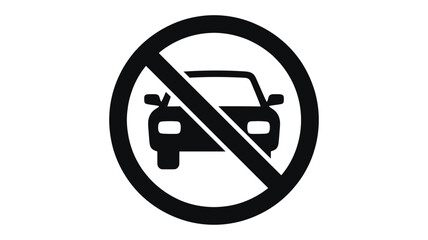 No car symbol for restricted access or environmental zones, ideal for transportation safety campaigns and promoting vehicle-free areas and eco living