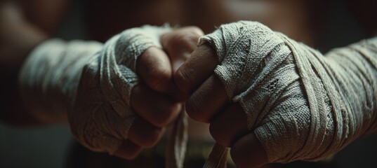 Close-Up of Hand Wraps Being Tied for Boxing in Cinematic Detail