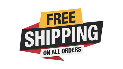 Free shipping promotion banner for online store, modern design element for sales, discounts, and holiday shopping, boost e-commerce conversions