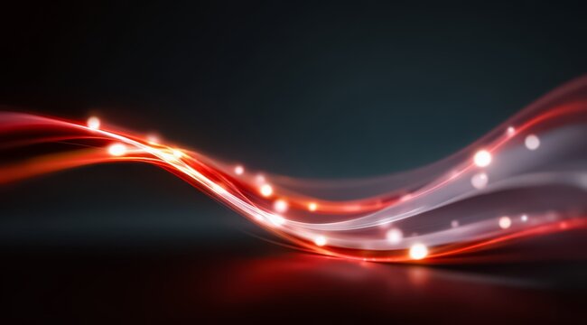 Red and white wave with a lot of sparkles. The wave is very long and it looks like it is moving