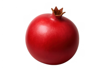 Whole fresh red pomegranate fruit with crown, rich in antioxidants and vitamins, offering healthy food and natural eating concept