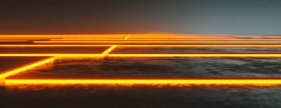 Black and orange background with a series of orange lines. The lines are arranged in a grid pattern