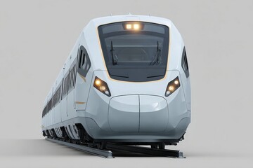 Minimalist Front View of High-Speed Train on Grey Background for Branding
