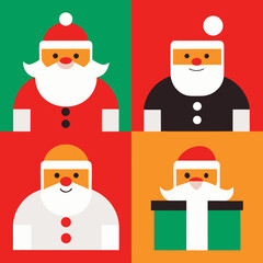 Geometric santa claus faces in a colorful grid pattern