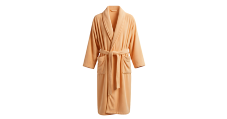 Beige bathrobe isolated on white background, perfect for a spa day