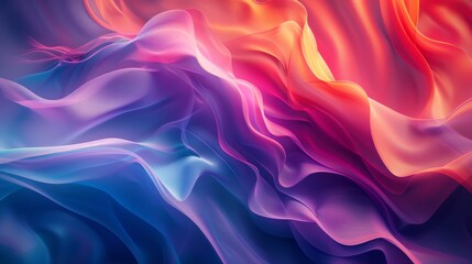 Obraz premium Vibrant abstract background with colorful fluid waves. Modern digital art with smooth gradients of purple, blue, and orange in dynamic motion