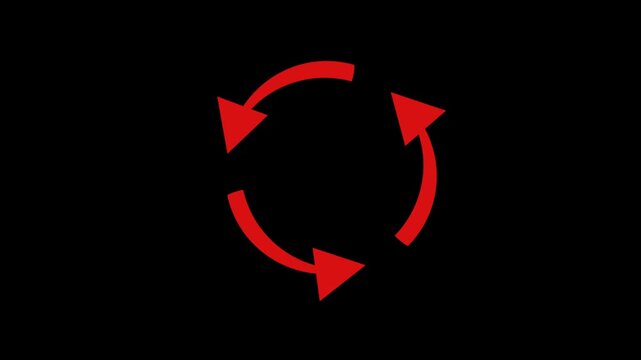 red circular arrow rotating symbol transparent background with alpha channel 