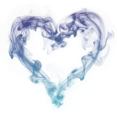 Artistic blue smoke forming heart shapes, isolated on a white or transparent PNG background. Ideal for romance designs, love themes, wedding graphics, valentines, creative posters and elegant visual