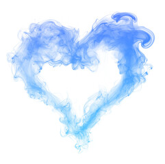 Elegant blue smoke forming heart shapes on a white or transparent PNG background, perfect for love themes, wedding invitations, romantic posters, Valentine&rsquo;s designs and creative artistic compositions