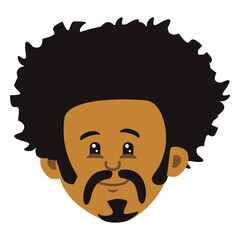 Flat black man cartoon head