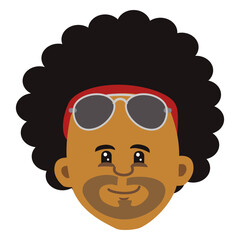 Black man cartoon head afro