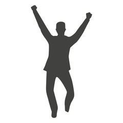 Boy raising hands silhouette