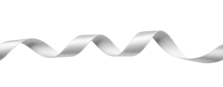 Silver ribbon white satin curly scroll png bow set isolated on transparent background for Christmas, brithday and wedding card confetti design decoration  - Powered by Adobe
