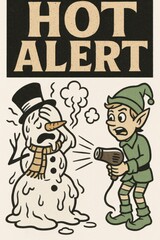 Snowman Heat Warning Cartoon