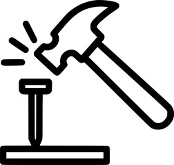 Hammer Hitting Nail sign, symbol, vector, art